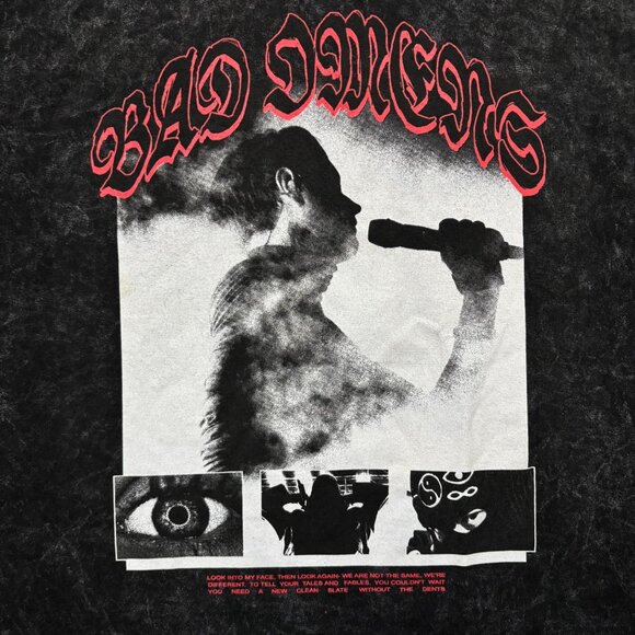 Bad Omens Like A Villain Lyrics Vintage wash tshirt size 2xl - Picture 2 of 4